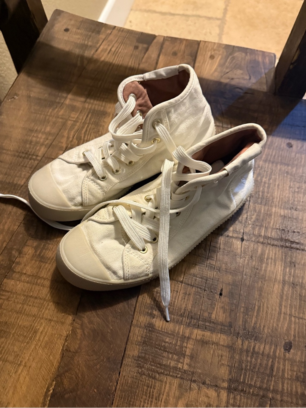 AllSaints Women's Off-White Canvas High-Top Sneaker - Picture 8 of 8